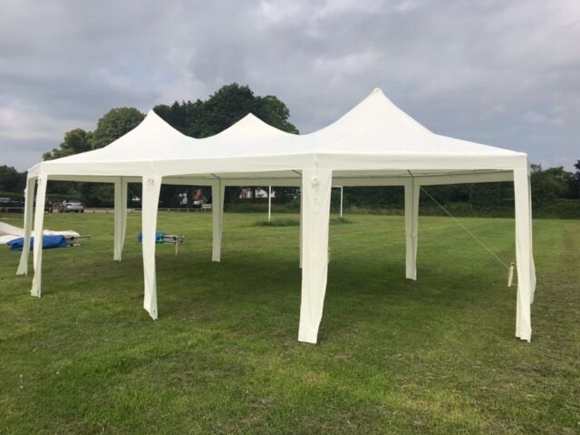 Waterproof marquee, 6.5 x 5.0m octagonal shape.
Top only or all/any sides